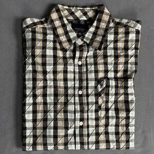 Phat Farm Shirt Men's L Multicolor Cotton Plaid Short Sleeve Button Up